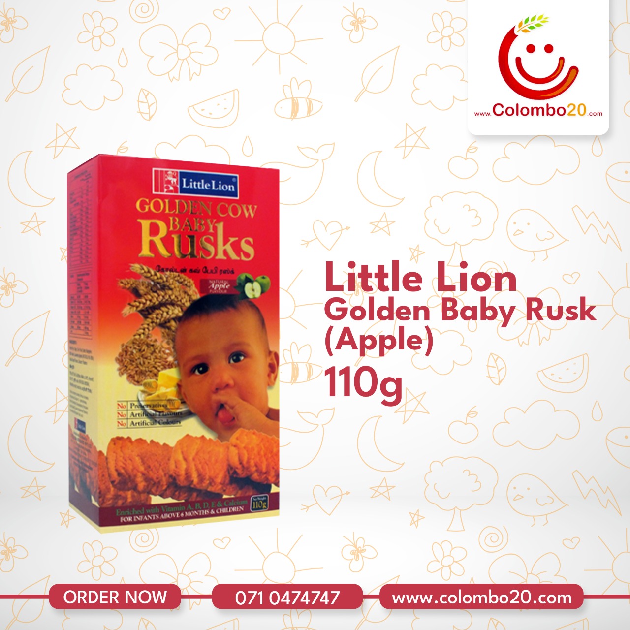 Little Lion Baby Rusk – Apple 110g - colombo20.com